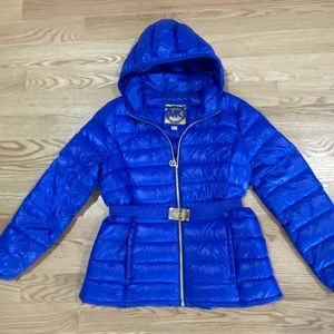 Michael Kors packable down jacket with belt.